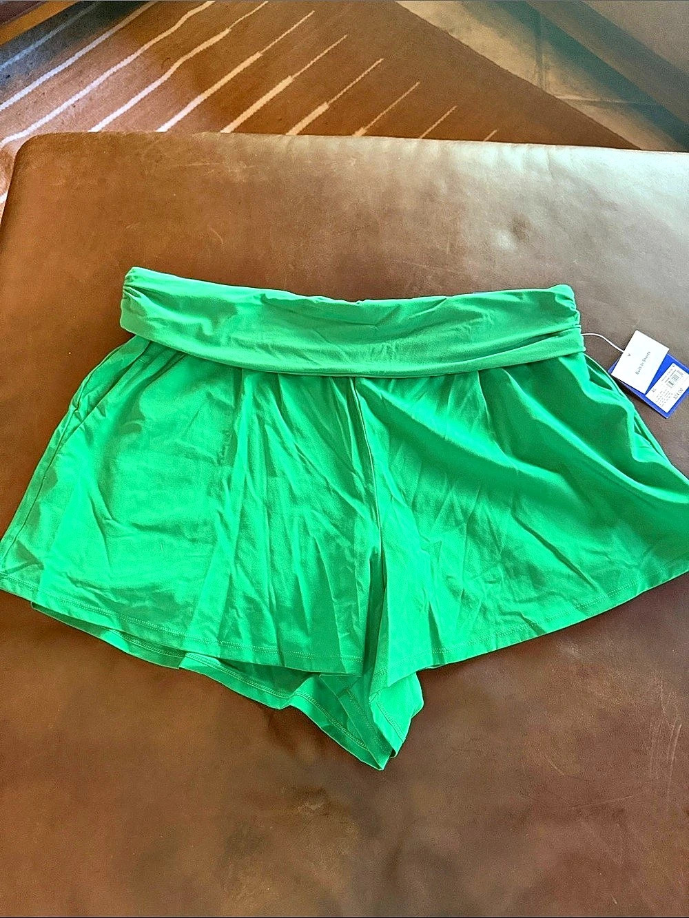 JoyLab Women's Mid-Rise Foldover Waistband Woven Shorts Green XL
